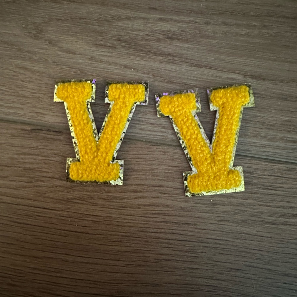 Yellow Letter Patches with gold detailing set of 2